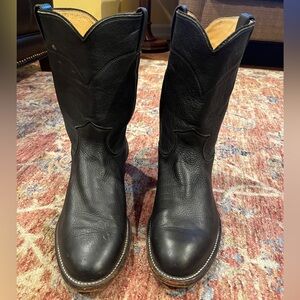 Black Leather Cowboy Boots